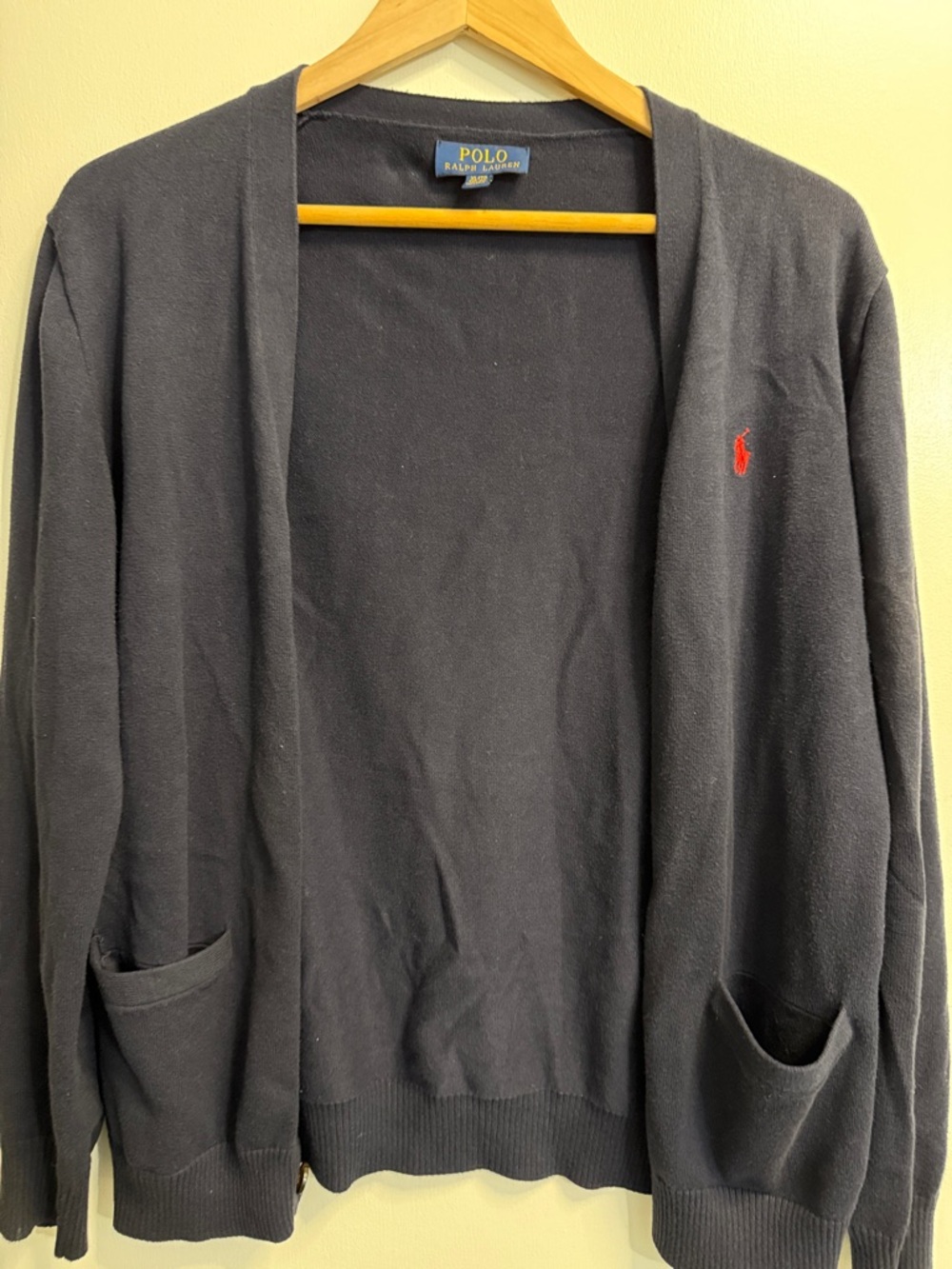 Polo by Ralph Lauren Navy Cardigan with Red Logo Boys XL 18-20